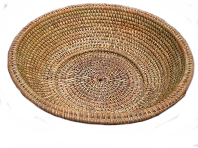 rattan basket round shallow